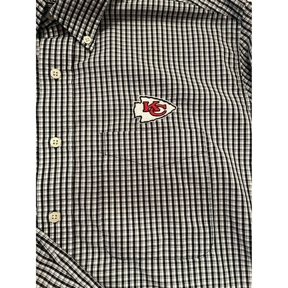 Antigua NFL Kansas City Chiefs Long Sleeve Button Up Shirt Black White Size XL - Picture 3 of 7